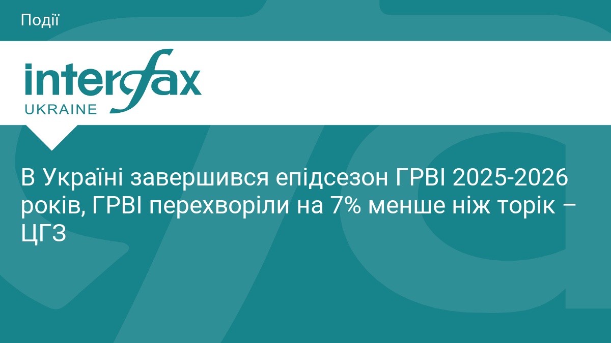 В Україні завершився епідсезон ГРВІ 2025-2026 років, ГРВІ перехворіли на 7% менше ніж торік – ЦГЗ