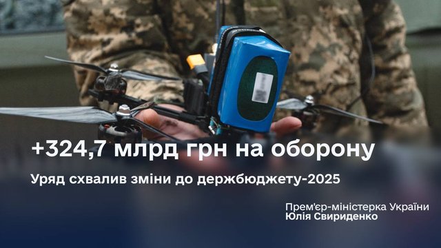 Кабмин предлагает увеличить на 324,7 млрд грн расходы на оборону на 2025 г., источник финансирования - ERA - Свириденко