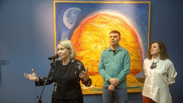 Олена Грозовська на відкритті виставки «Анатолій Лимарєв. Сонцесхід». Національний художній музей України, Київ, 10.03.2026