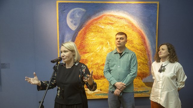 Олена Грозовська на відкритті виставки «Анатолій Лимарєв. Сонцесхід». Національний художній музей України, Київ, 10.03.2026