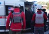URCS volunteers work at scene of Russian shelling in Zaporizhia