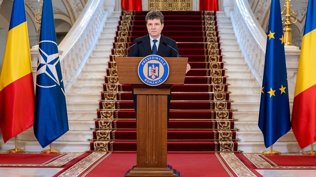 Президент Румунії Нікушор Дан після засідання Вищої Ради національної оборони. Котроченський палац, Бухарест, 29.05.2026