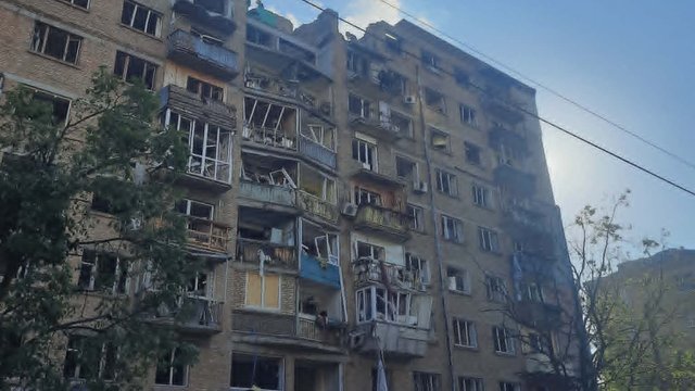 REPORT: Restoration work continues at strike sites in Kyiv, broken windows boarded up, most businesses operating