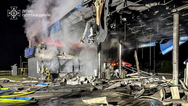 У Полтавській області через атаку безпілотників на АЗС травмована людина, також є часткові знеструмлення – ОВА
