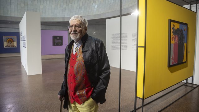 Художник Олександр Дубовик на відкриття своєї виставки "Лабіринти значень. Олександр Дубовик". Національний центр "Український Дім", Київ, 26.06.2026
