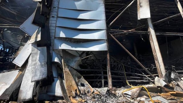 As result of heavy shelling, one of INTERTOP's warehouses destroyed