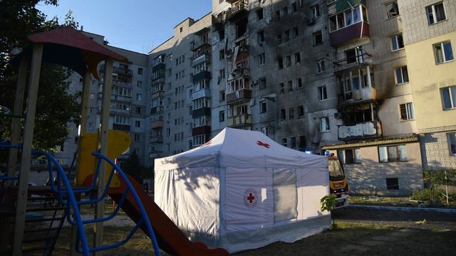 URCS opens aid station for victims of Russian airstrike in Smila