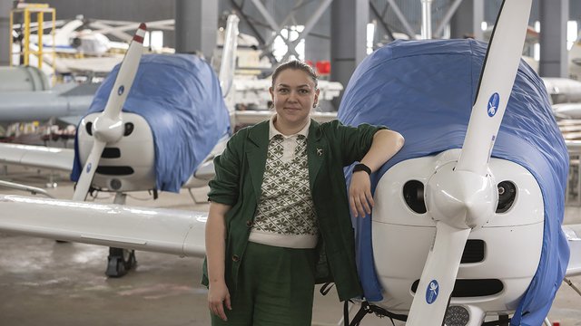 Ксения Семенова, президент Национального университета "Киевский авиационный институт" (КАИ). Ангар КАИ, Киев, 26.08.2026