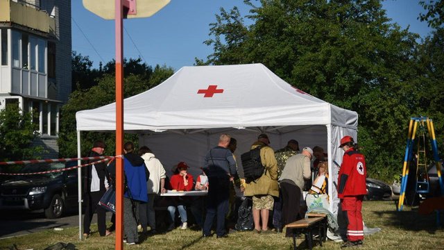 URCS opens aid station for victims of Russian airstrike in Smila